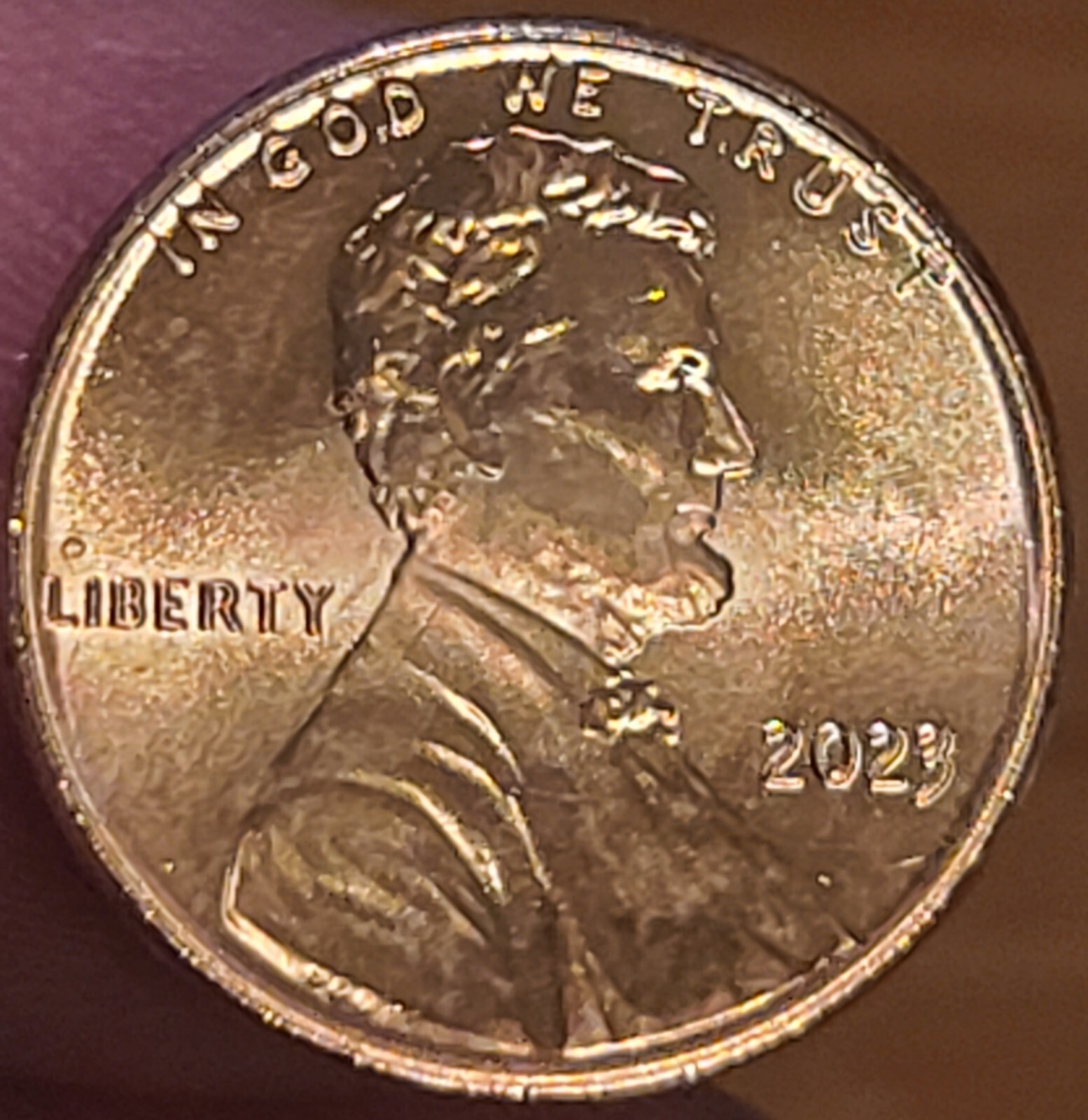 2023 Lincoln Head Shield Penny Obverse Tilted Collar Uncirculated No Mint