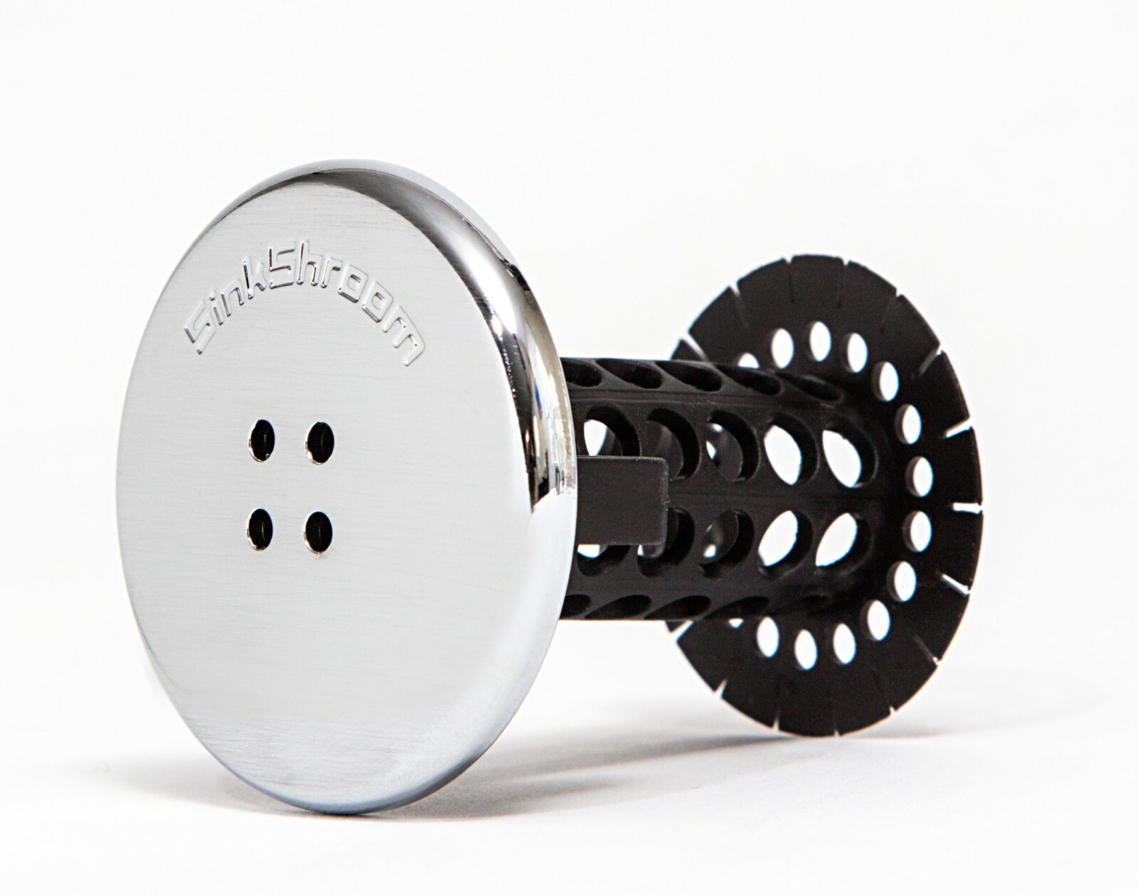 SinkShroom Black Strainer Drain Protector Hair Catcher w/ Stopper Plug for Sinks