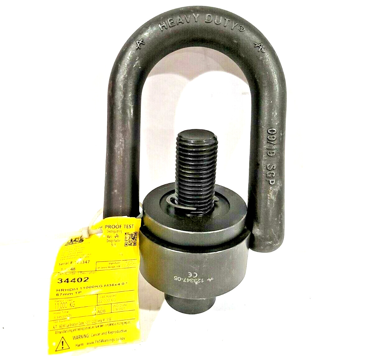 TORQUE VALUE=1085.5 N-M LOAD RATING=11,000 KG M36x4.0 67 mm TP 34402