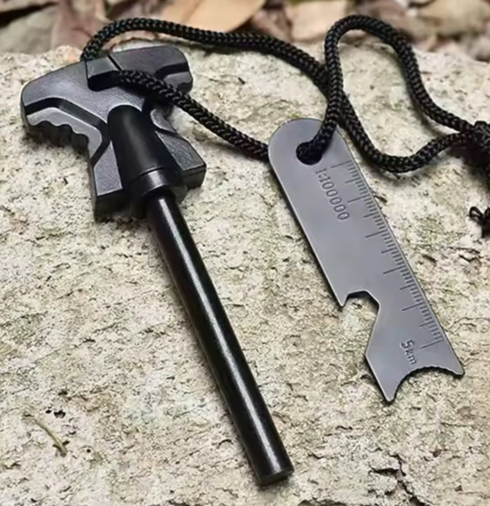 Fire Starter Flint Steel Striker Survival Kit Ferro Rod Camping Outdoor Tool 2pc