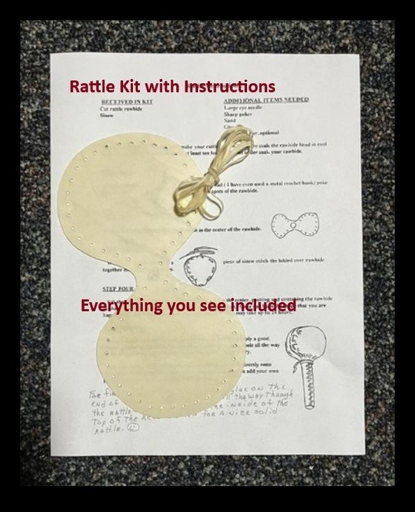 x 1 Rattle Kit w/ Instruction Rawhide Dance & Cermonal  Rattle Kit You Make It