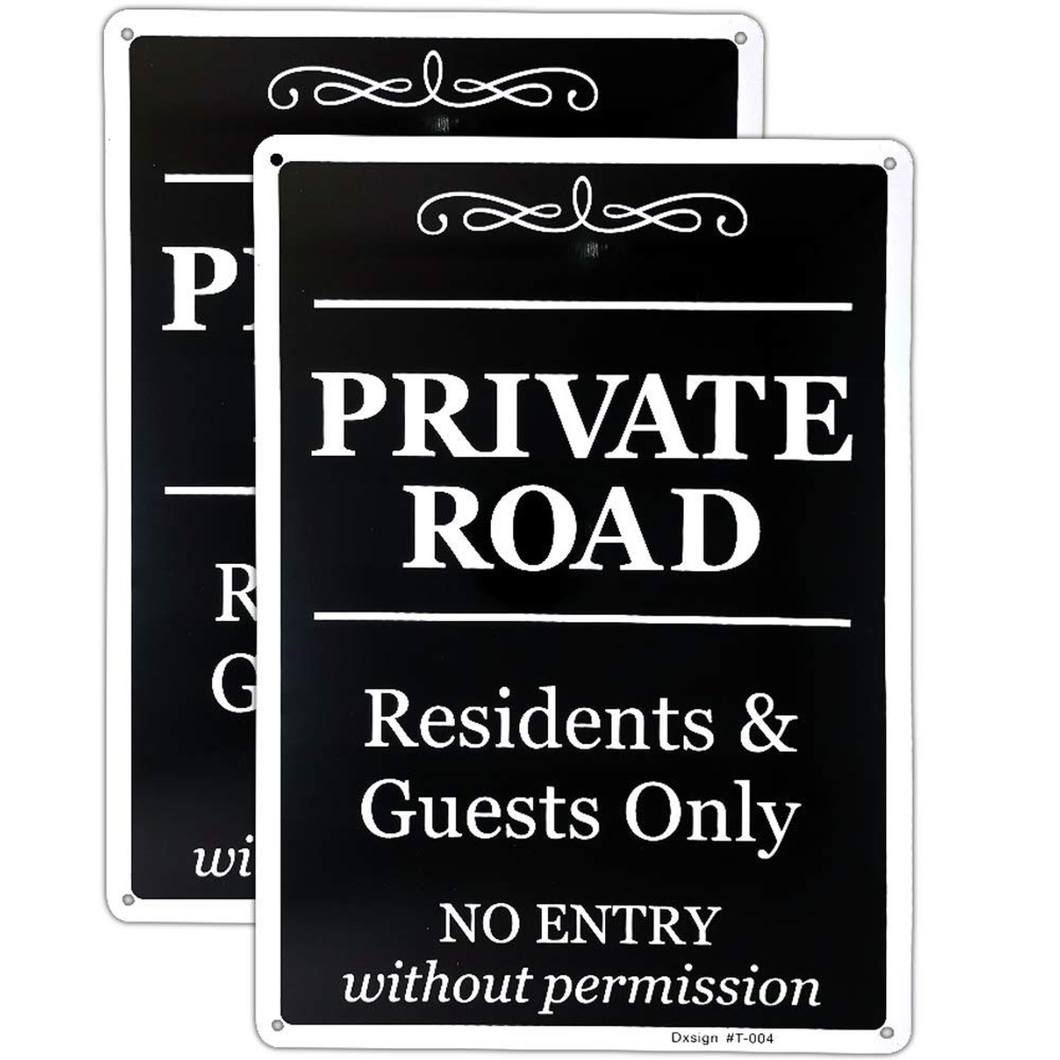 2 Pack Private Road Sign, Residents & Guests Only Access, No Entry Without Pe...