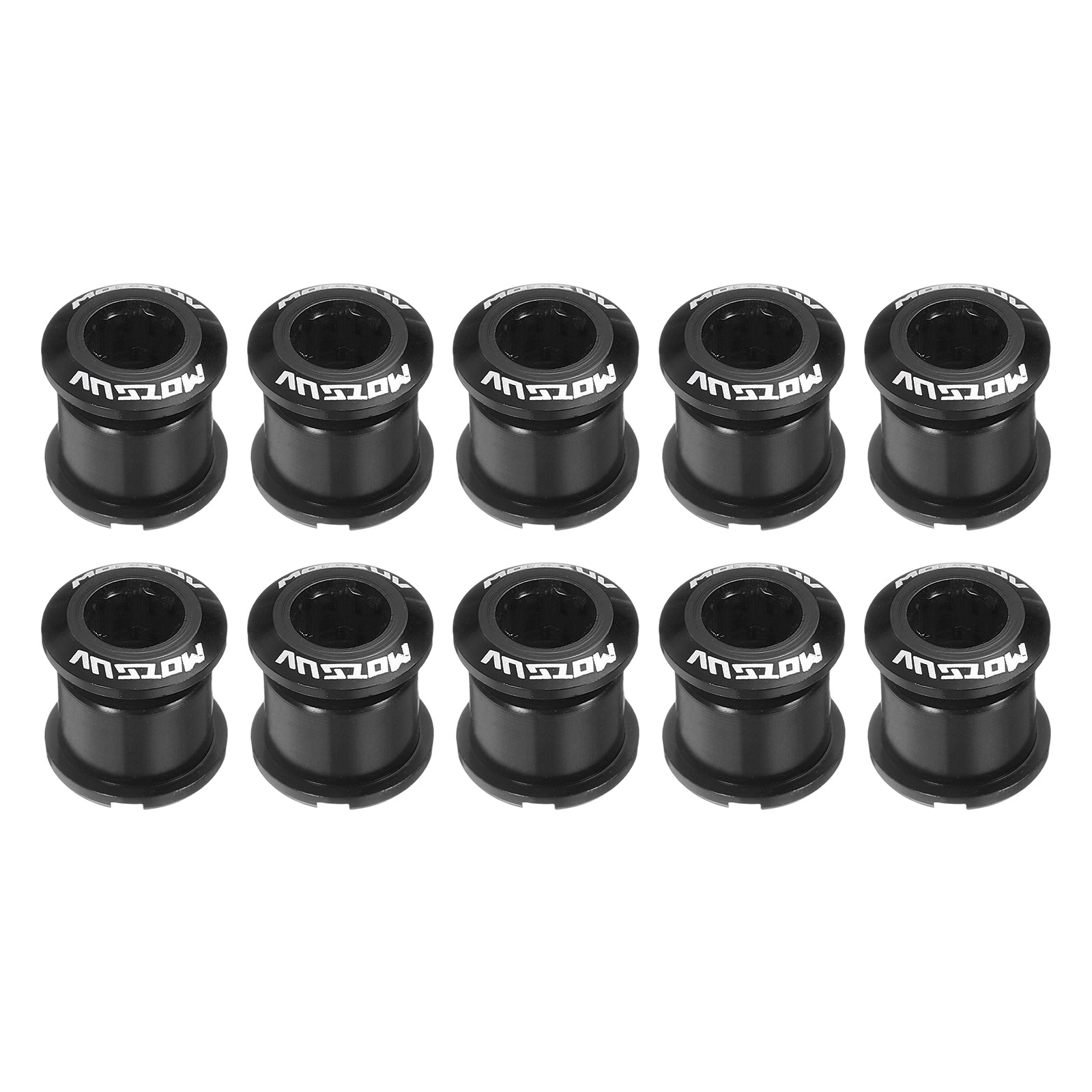 10pcs Double Chain Ring Bolts M8 Aluminum Alloy Bike Chainwheel Screws, Black