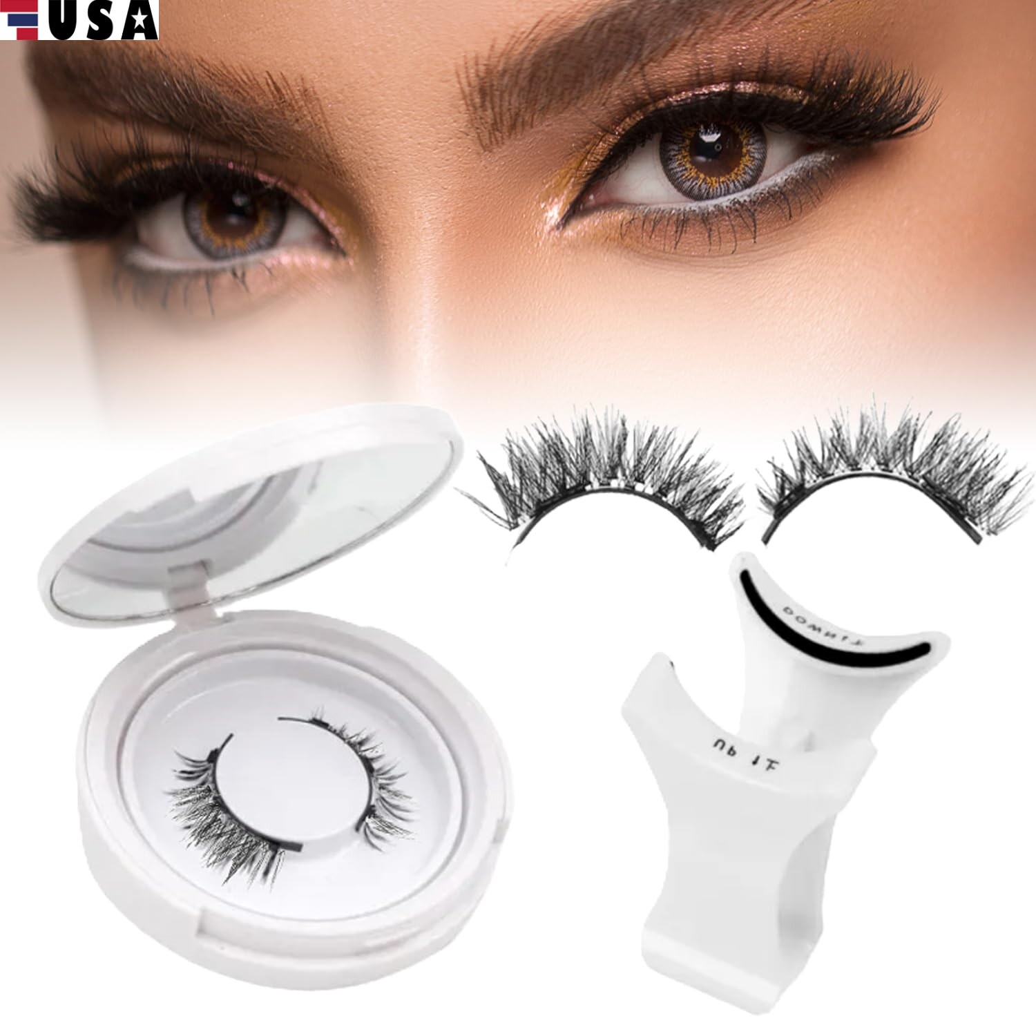 Reusable Natural Magnetic Eyelashes with Applicator No Glue Needed Lashes Kit US