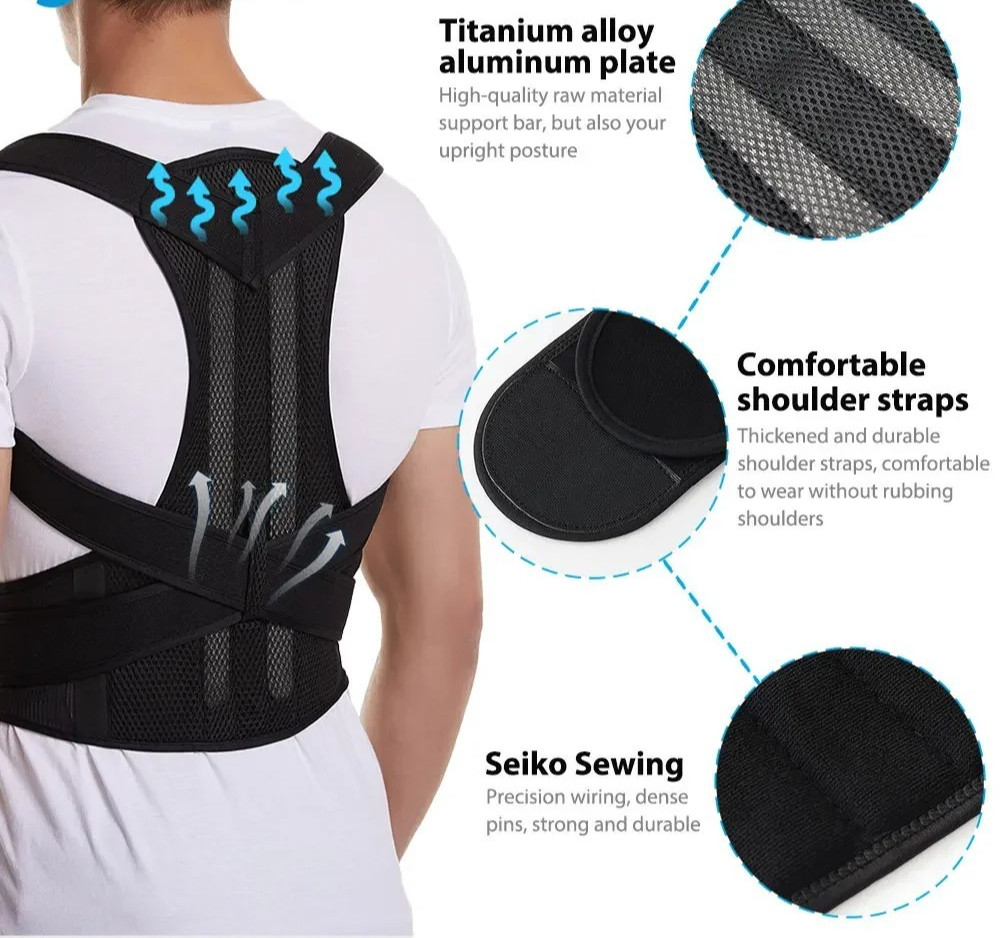 Unisex Posture Back Lumbar Waist Support Corrector Brace Shoulder Belt Girdle US