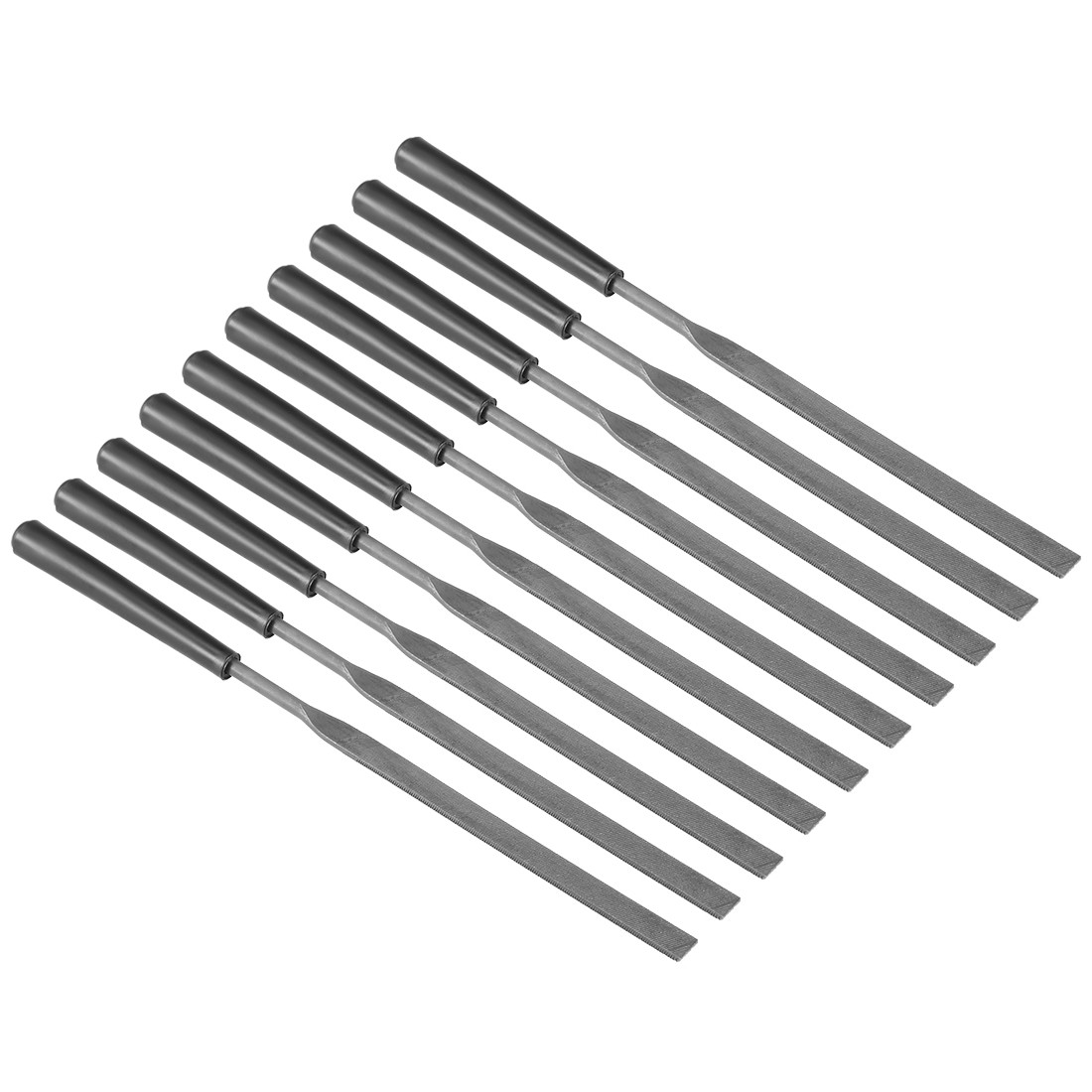 10Pcs Second Cut Steel Flat Needle File with Handle 3mm x 140mm