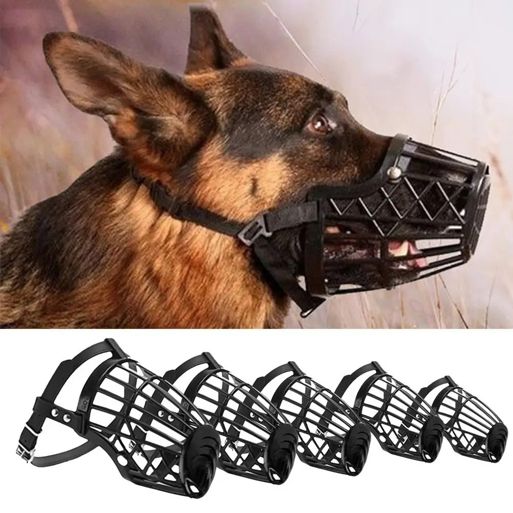Soft Plastic and Leather Strong Dog Muzzle Basket Design Anti-biting Adjusting S