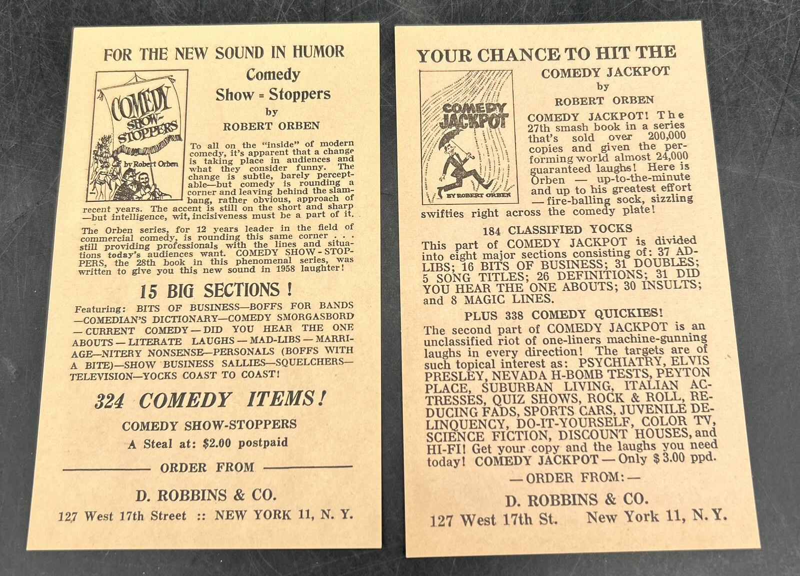 D. Robbins & Company Inc. Jokers Novelties Magic Paperwork Only