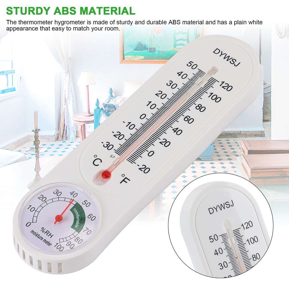 4PCS Wall-Mount Thermometer Indoor Outdoor Garden Greenhouse Home Humidity Meter