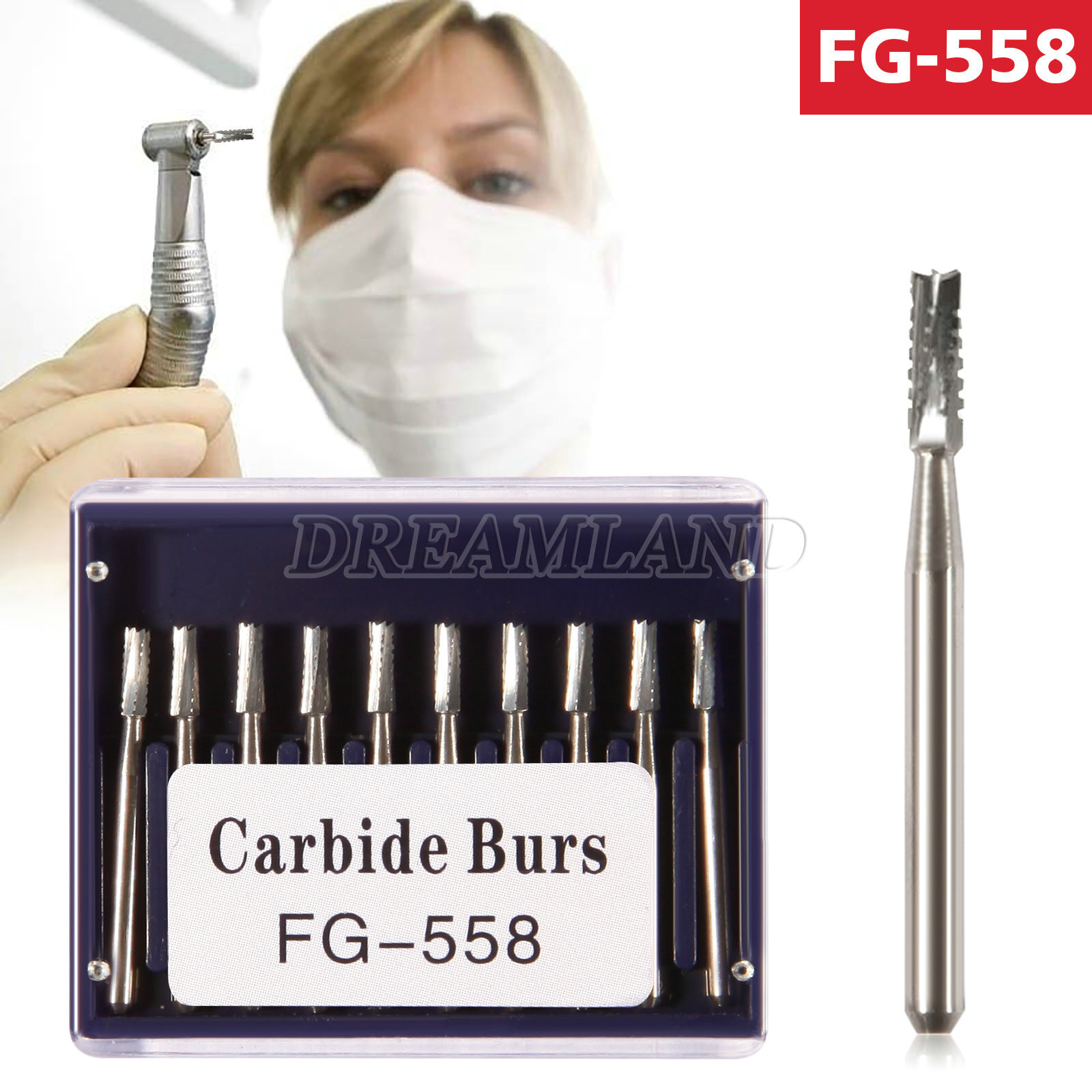 50pcs Dental Tungsten Carbide Burs FG558 1.6mm for High Speed Handpiece