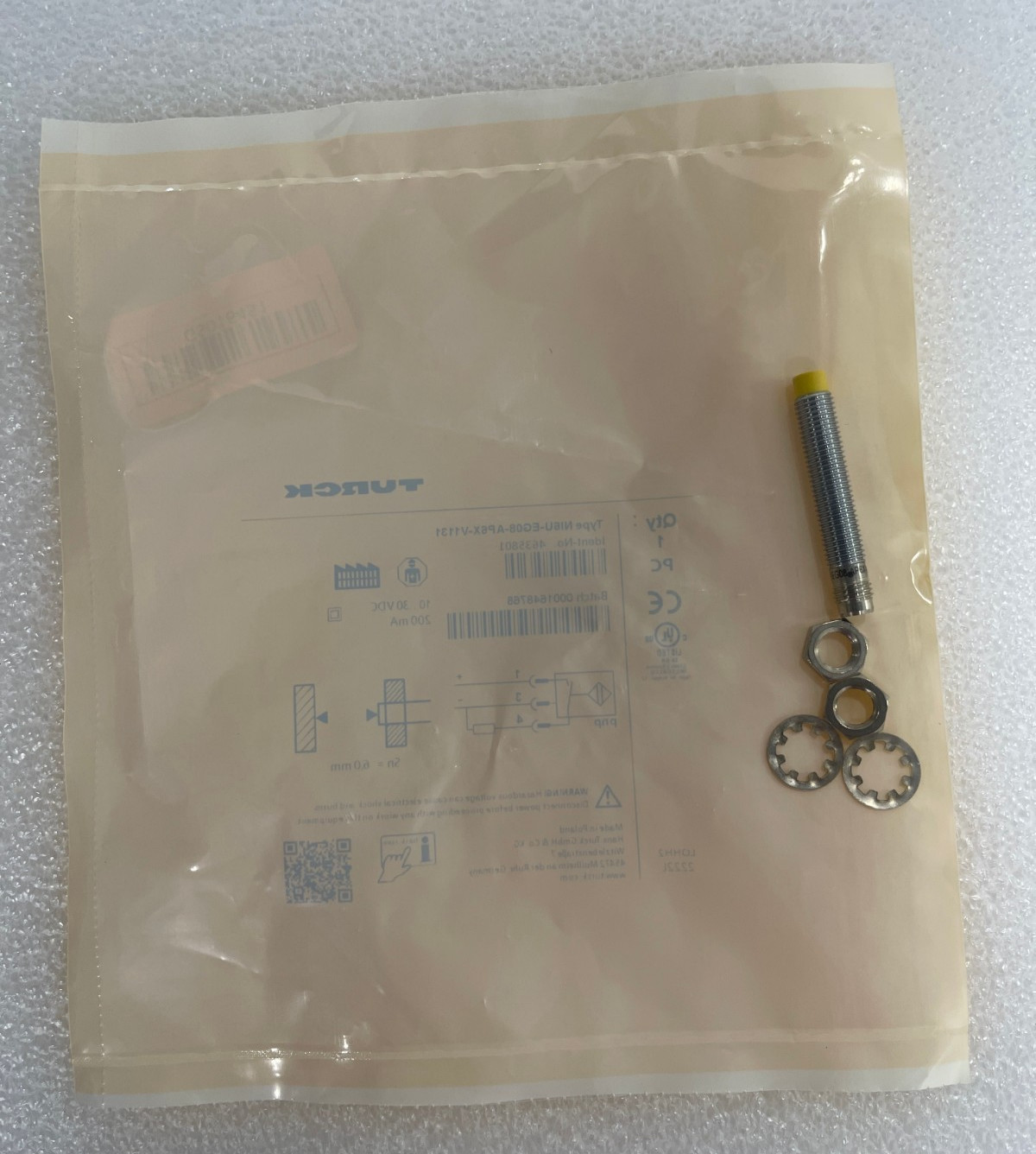 Turck NI6U-EG08-AP6X-V1131 Inductive Proximity Sensor, 6mm PNP 10-30VDC