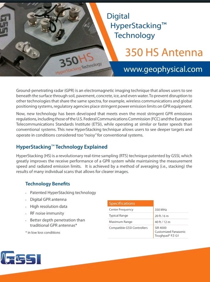 GSSI 350HS Ground Radar Antenna Penetrating Geophysical UtilityScan 350 MHz