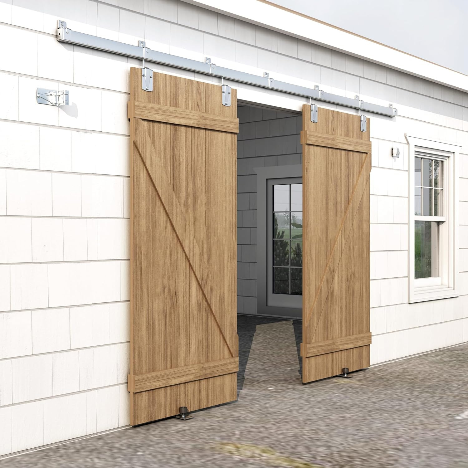 20FT Sliding Barn Door Hardware Kit Heavy Duty Steel 450lb Outdoor