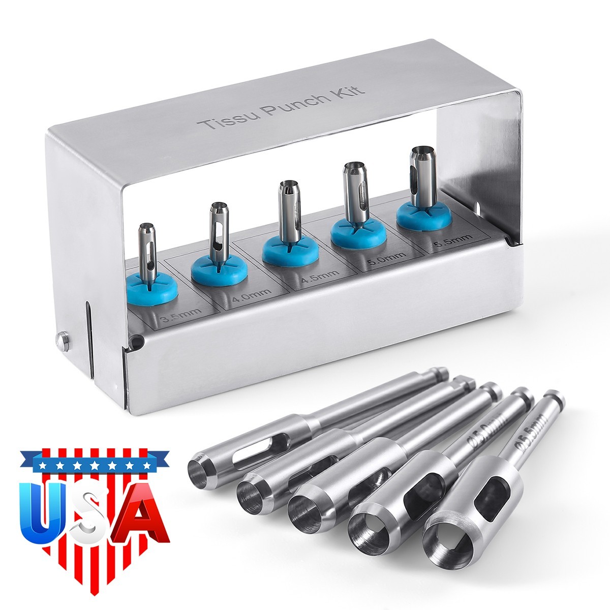 5Pc AZDENT Dental Tissu Punch Kit Surgical Gingival Circular Resection Drills