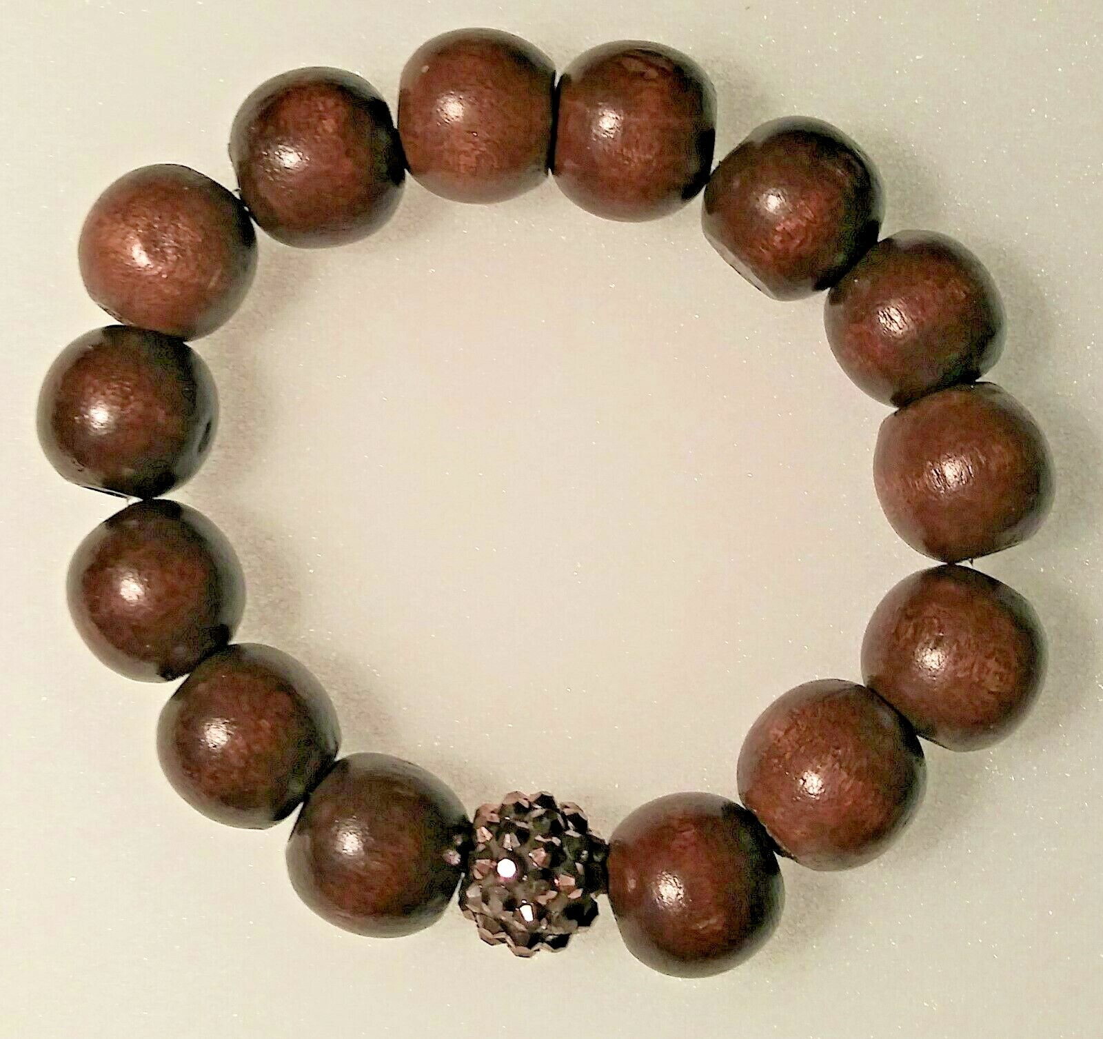 Fashionable Accent Wood Beaded Bracelet-8 inch Stretchy-One Of A Kind