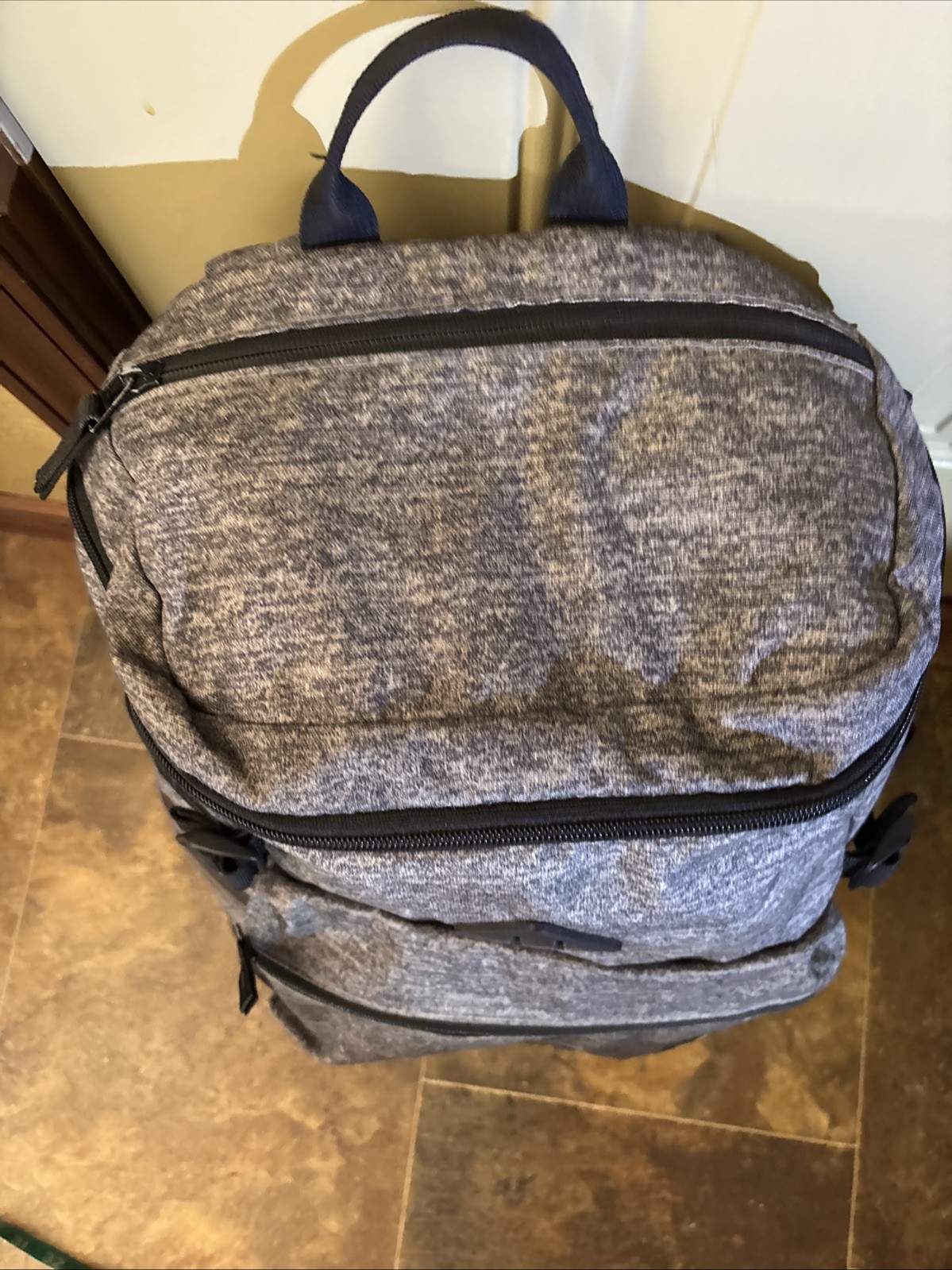 Adidas Backpack Large Gray & Black with the letter G monogrammed on front