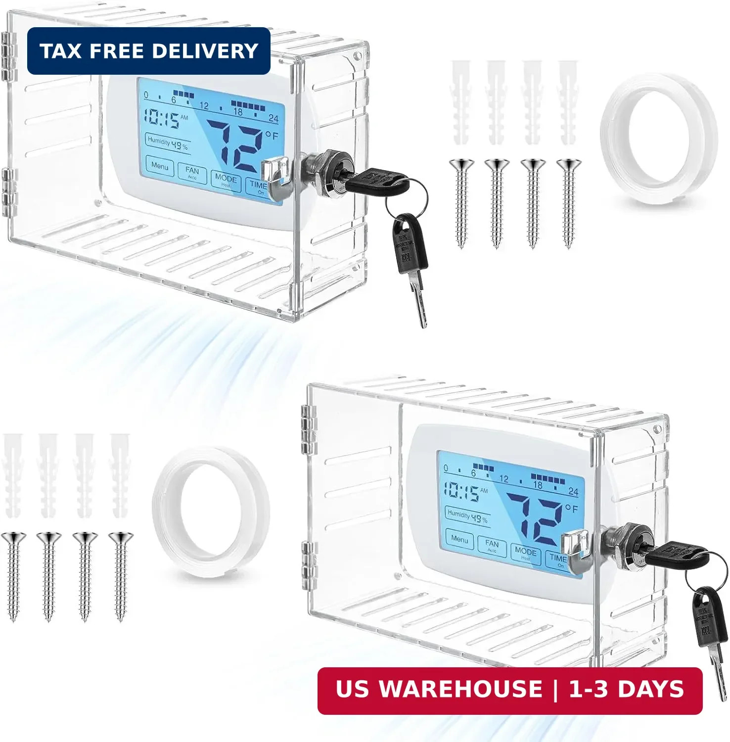 2pcs Thermometer Cover with Lock Thermostat Lock Box Box for Thermostat housing