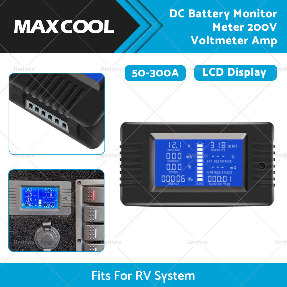 50-300A LCD Display DC Battery Monitor Meter Voltmeter Suitable for RV System