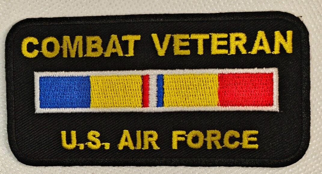 Combat Veteran U.S. Air Force 4 Inch x 2 Inch Patch *Made In USA*