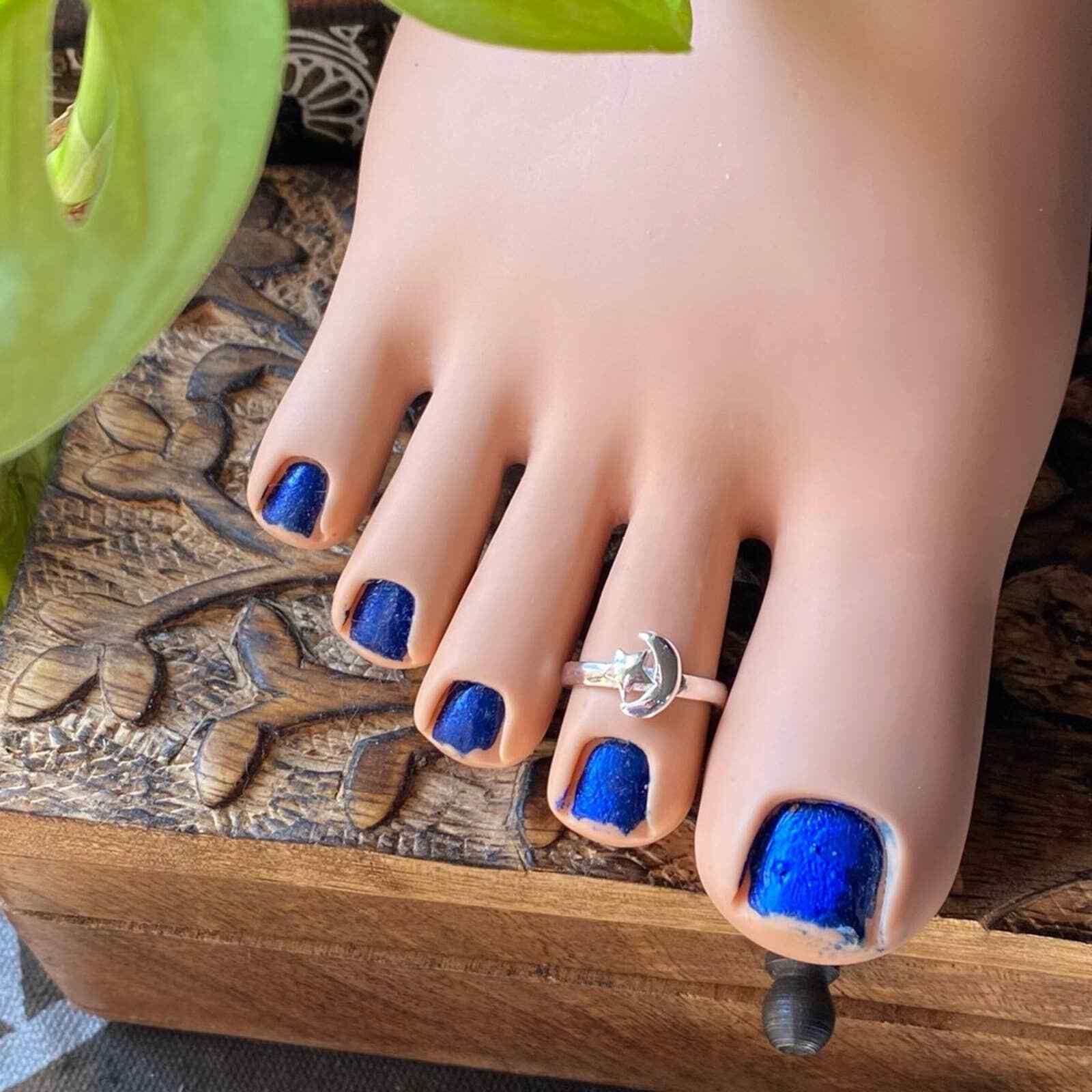 Moon And Star Sterling Silver Toe Ring Midi Ring Star Toe Ring