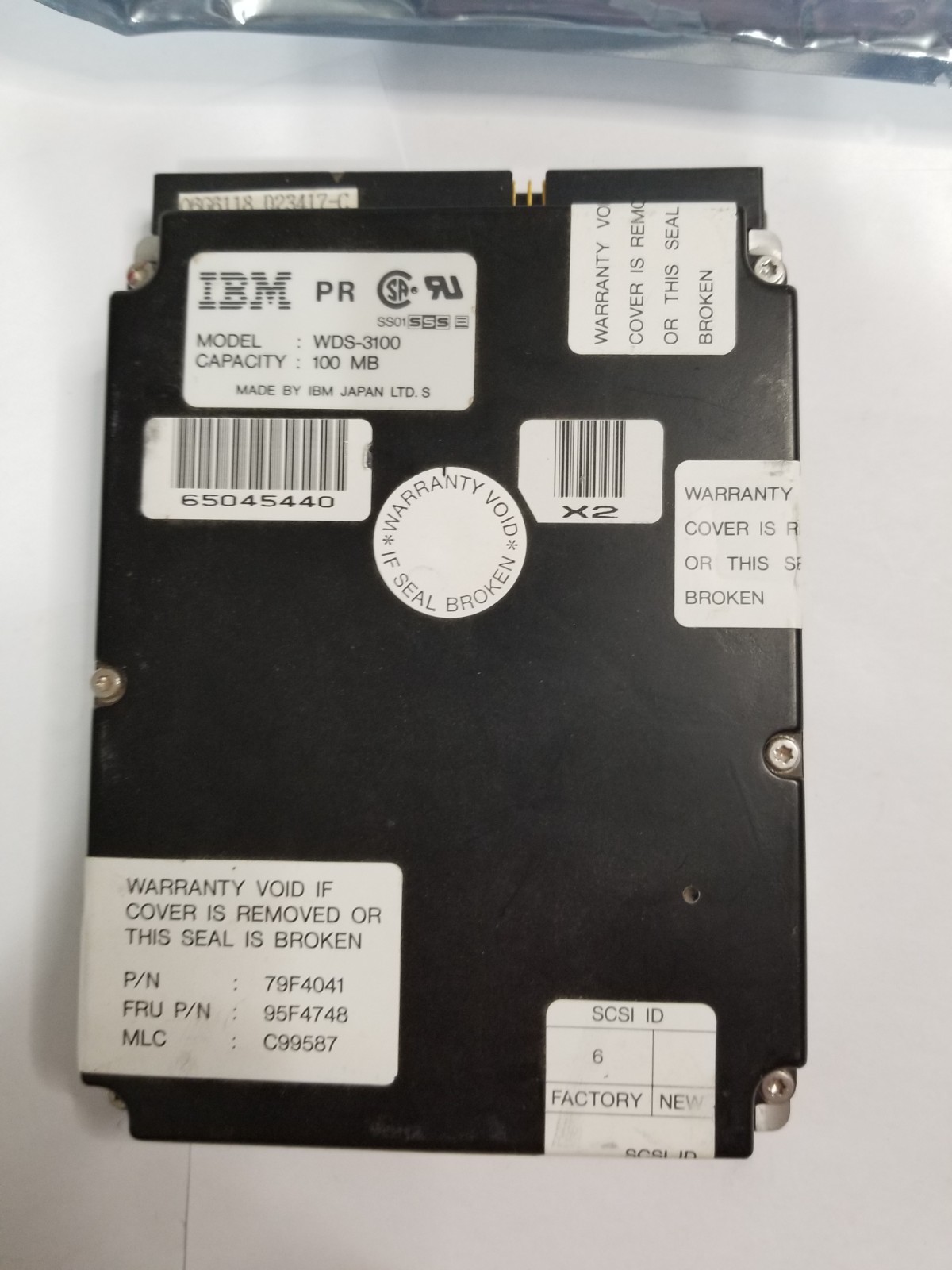 IBM SCSI 100MB WDS-3100 Hard Drive
