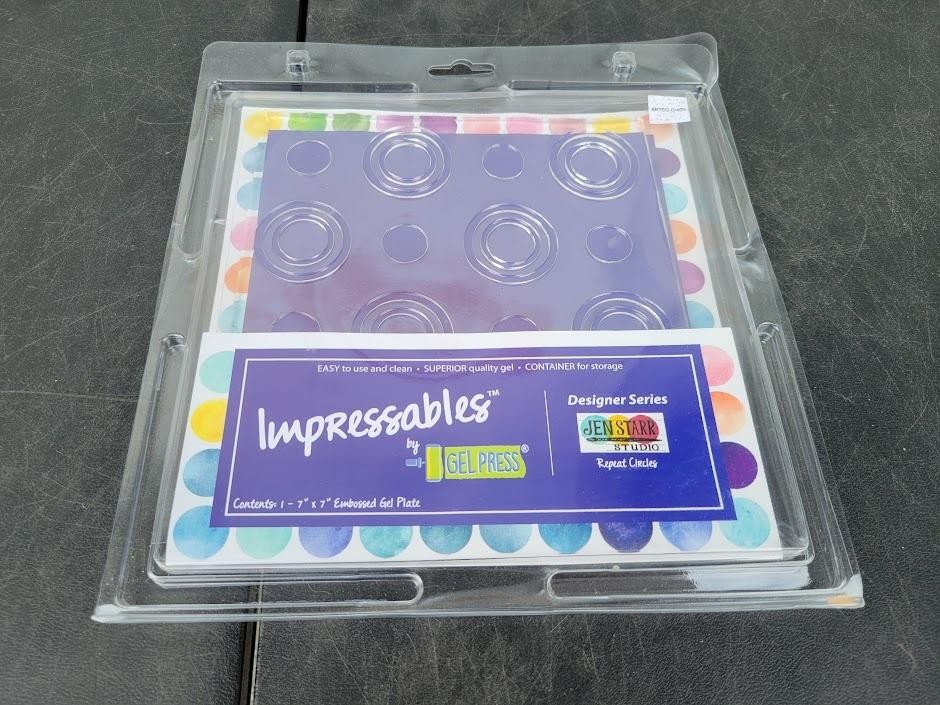 Gel Press Impressables Jen Starr Studio Repeat Circles Embossed Gel Plate 7x7
