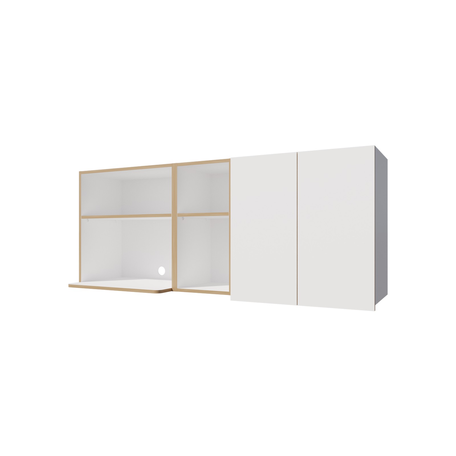 Wall-Mounted Kitchen Cabinet with Microwave Space, Open Shelves, and Double Do