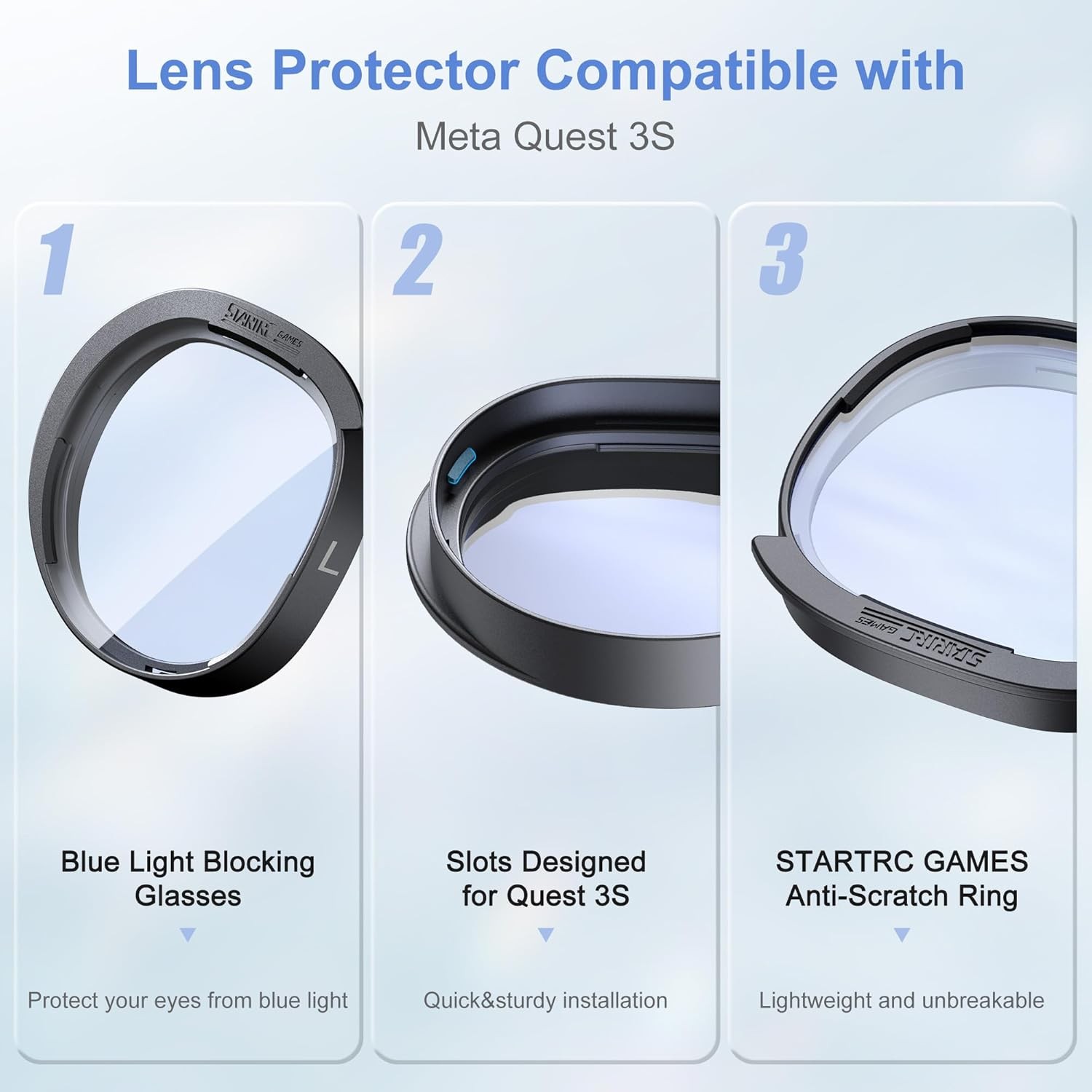 Lens Protector Set with Blue Light Blocking Glasses for Oculus Quest 3S/Quest 2