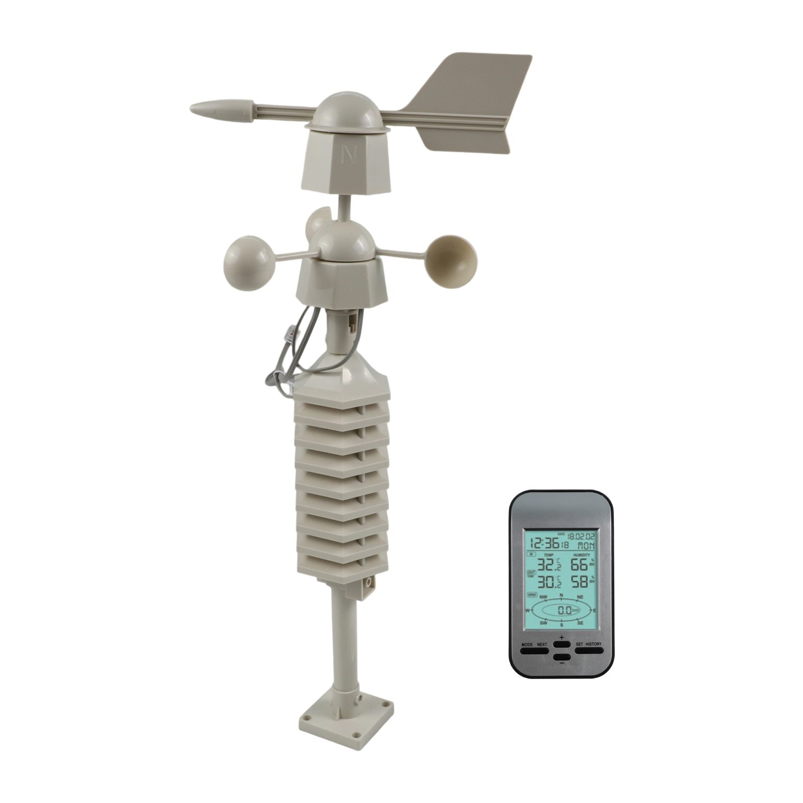 Compact Weather Meter with Wireless Anemometer and Temperature Display