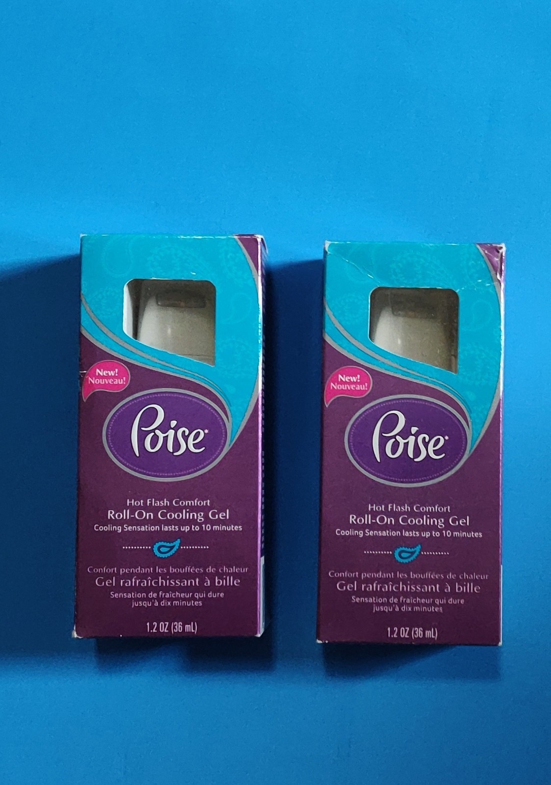 2 Poise Hot flash Roll on Cooling Gel 1.2 oz each