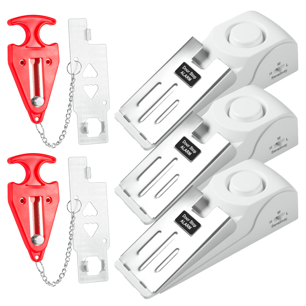 New Security Door Stop Alarm 120DB Hotel Home Portable Security Safety Tools USA