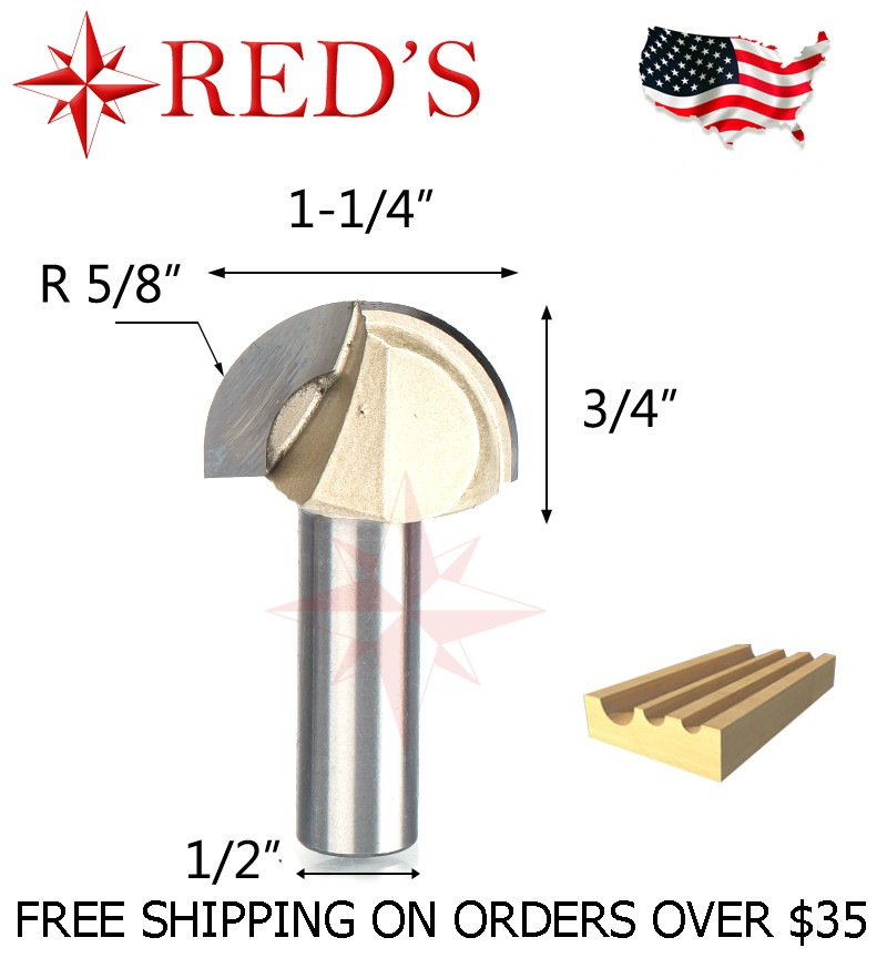Tideway Carbide PRO LC05022008 5/8" Radius Core Box 1/2" shank router bit