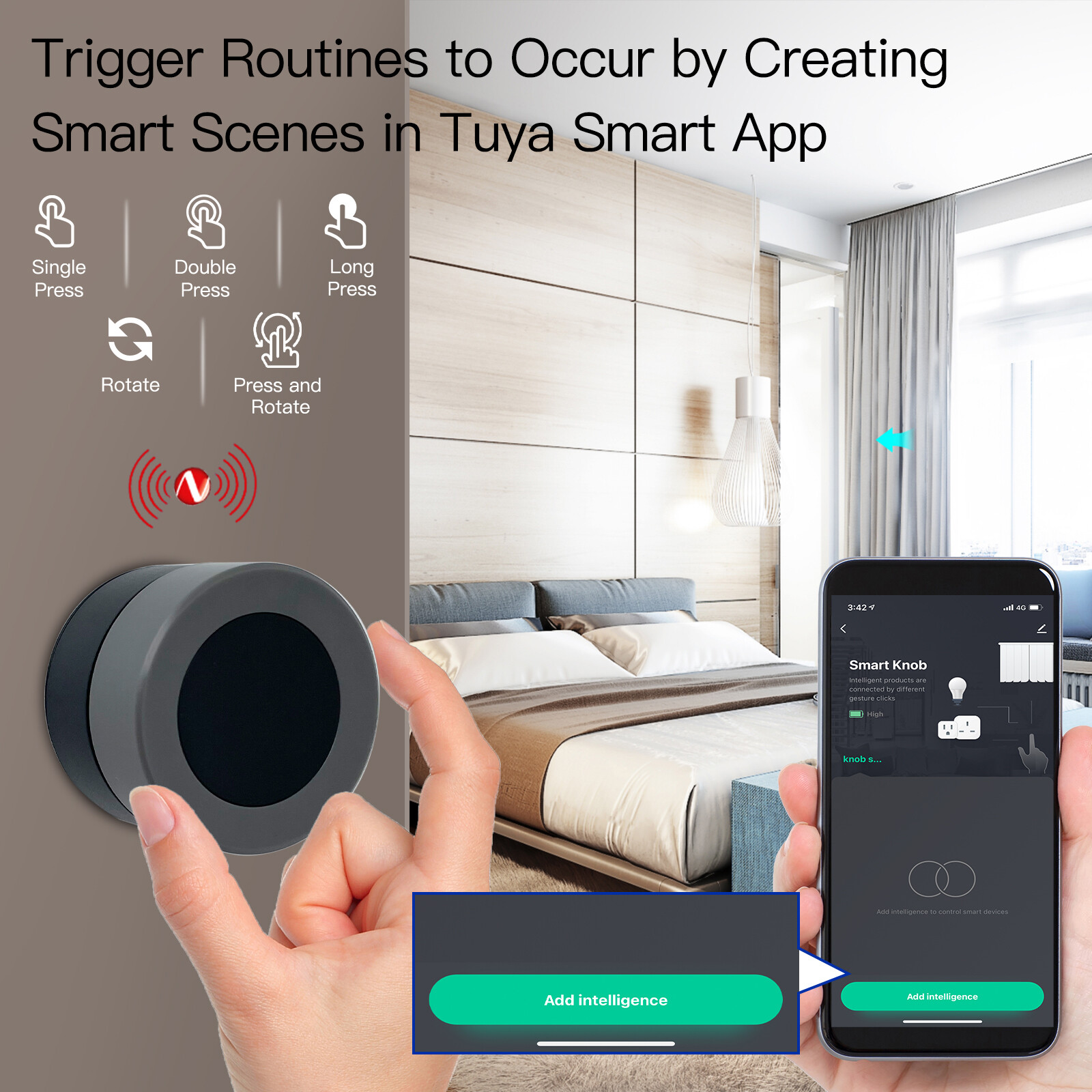MOES Tuya ZigBee Smart Knob Switch Wireless Scene Switch Button Controller App