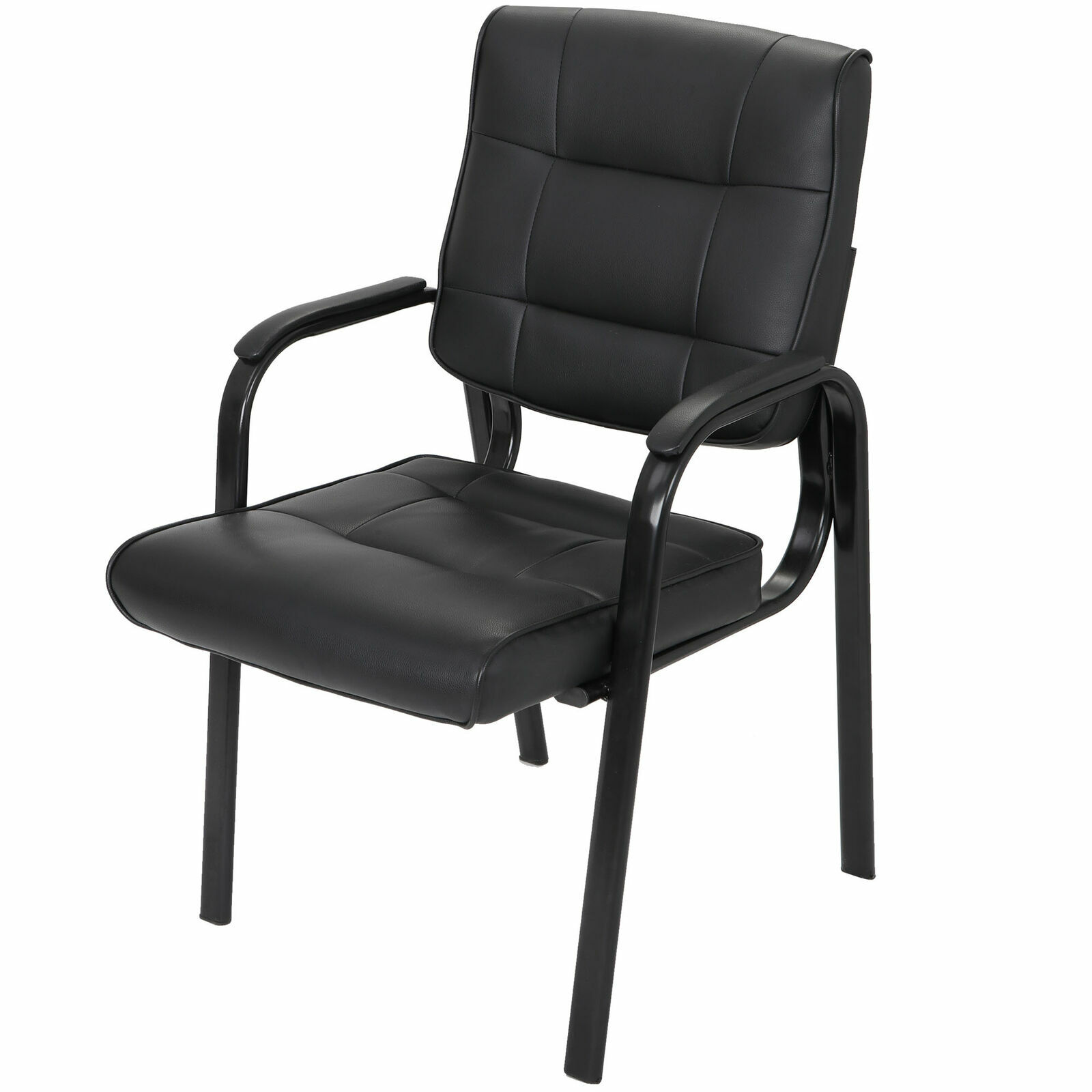 4pcs Leather Guest Chair Black Waiting Room Office Desk Reception Side Chairs