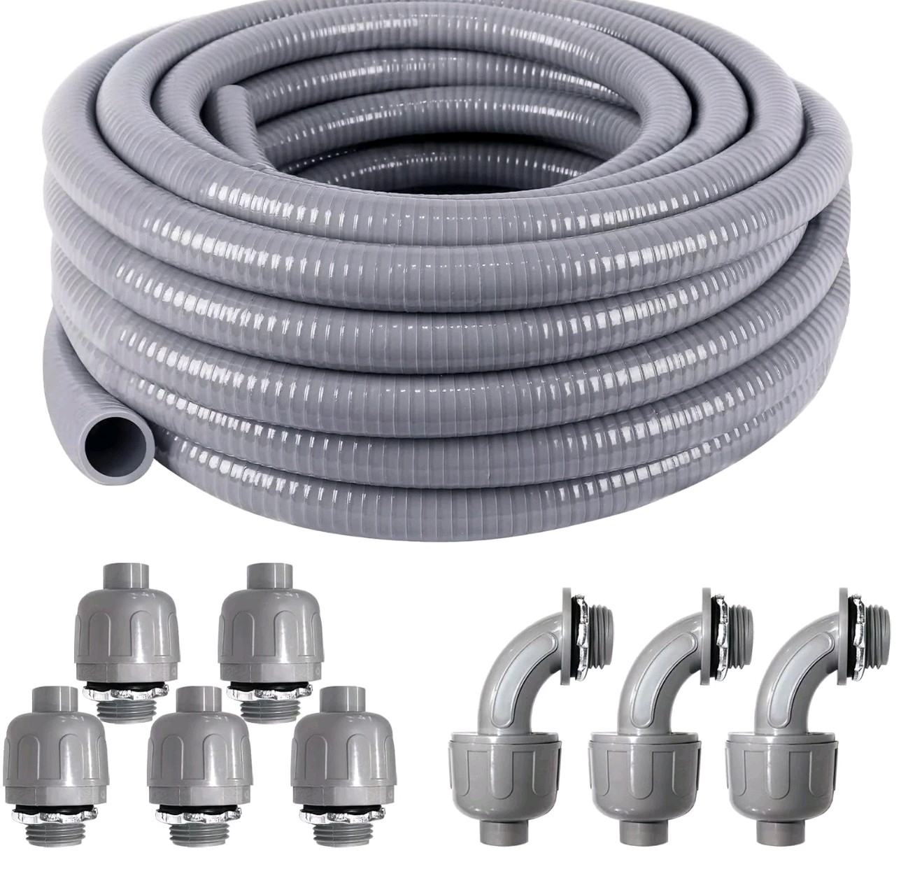 3/4 Inch 25 Foot Electrical Conduit Kit With 5 Straight And 3 Angle Fittings NEW