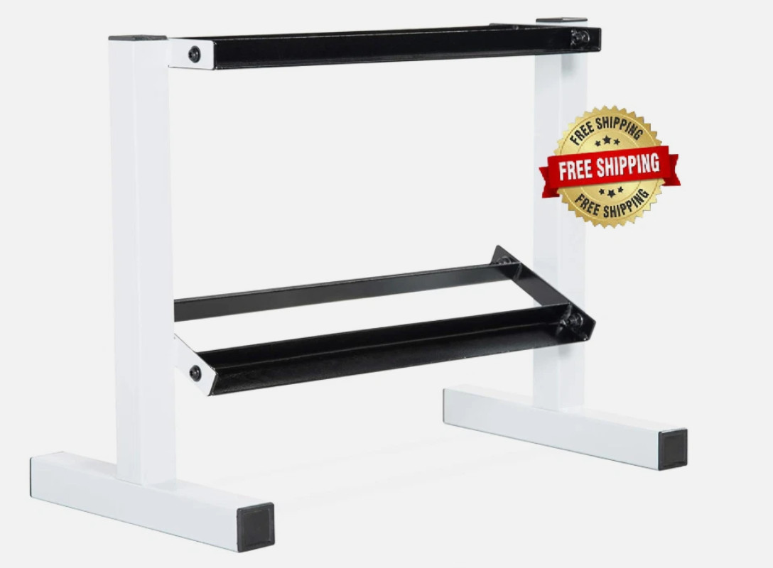 Estante Para Mancuernas Alta Resistencia Rack De Mancuernas 2 Niveles 300Lbs NEW