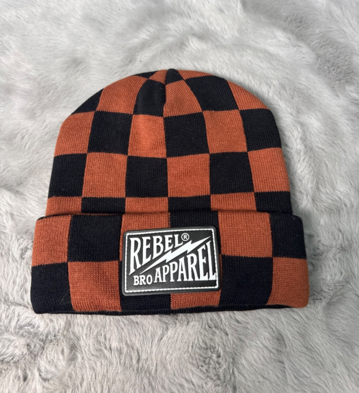 Rebel Bro Headwear Hat Cap Beanie Toddler Plaid Brown Black Boy Skater