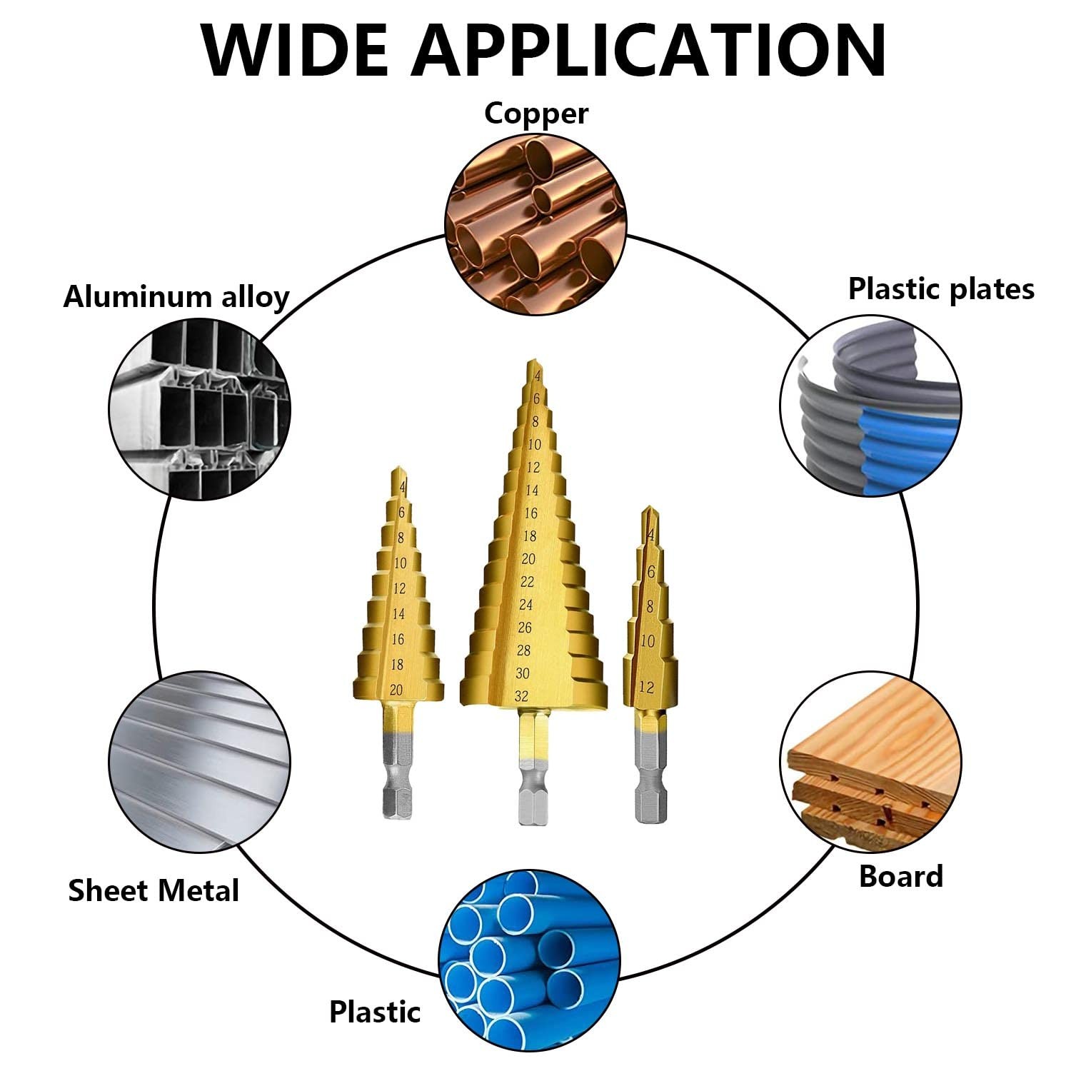 3pcs Metric Step Drill Bit, Hss Step Drill Bit Set High Speed Steel Step Bits...