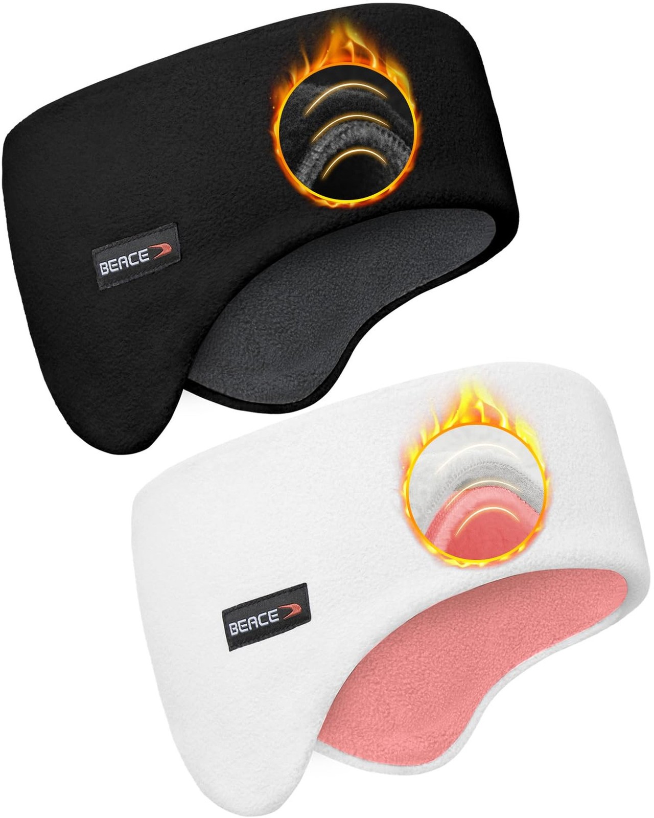 BEACE 30°F Winter Double-Layer Fleece Ear Warmers Headband for Men Women-Ea