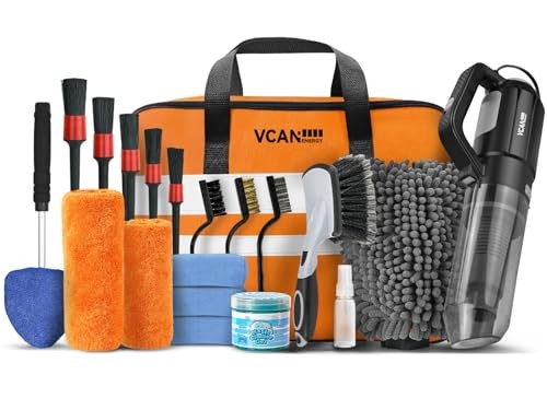 Car Cleaning kit, Car Interior Detailing kit with 10000pa Car Vacuum 25 pcs
