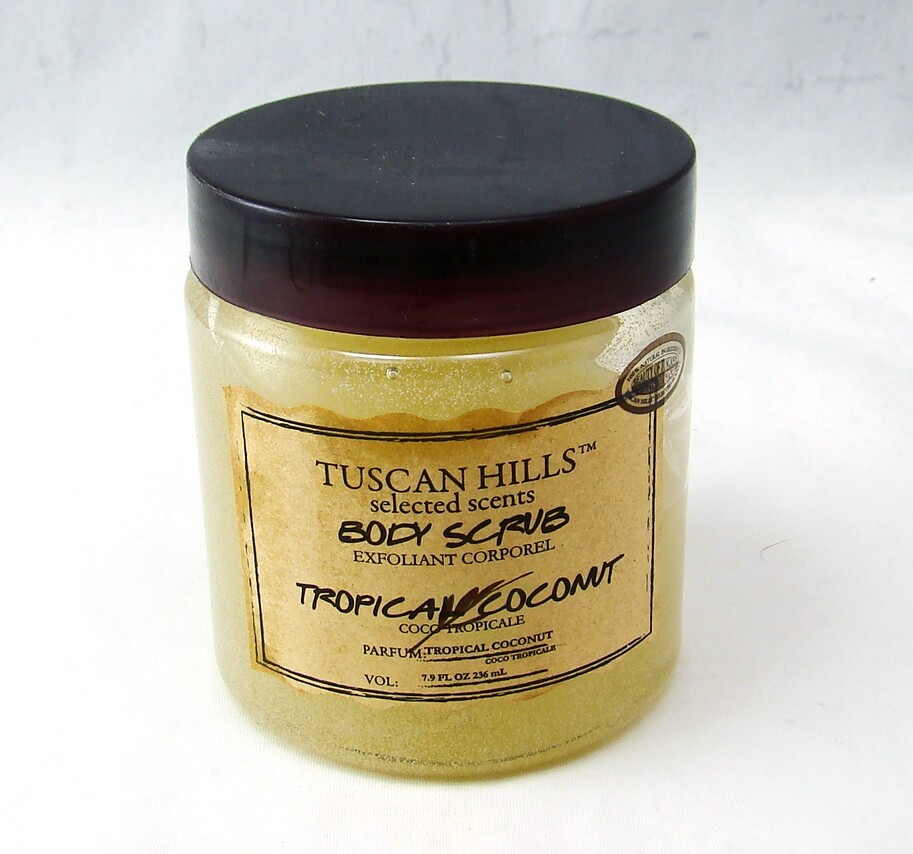 Tuscan Hills TROPICAL COCONUT Body Scrub 7.9 oz. 236 ml.  New NWOB READ