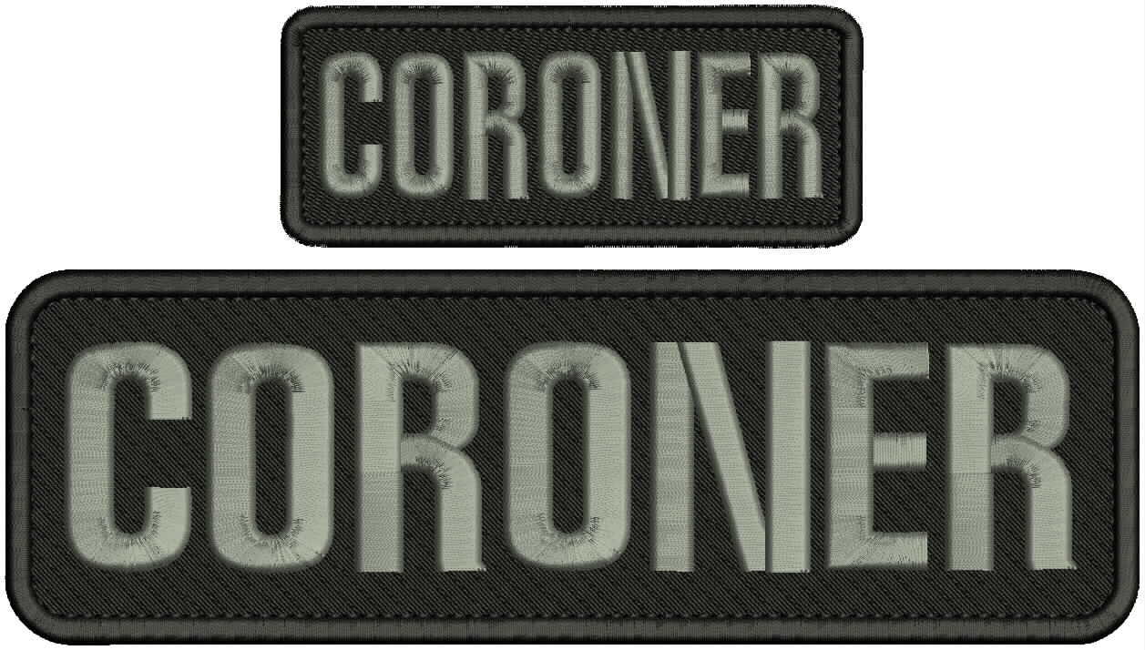 CORONER EMBROIDERY PATCH 3X10 AND 2X5 HOOK ON BACK BLK/GRAY