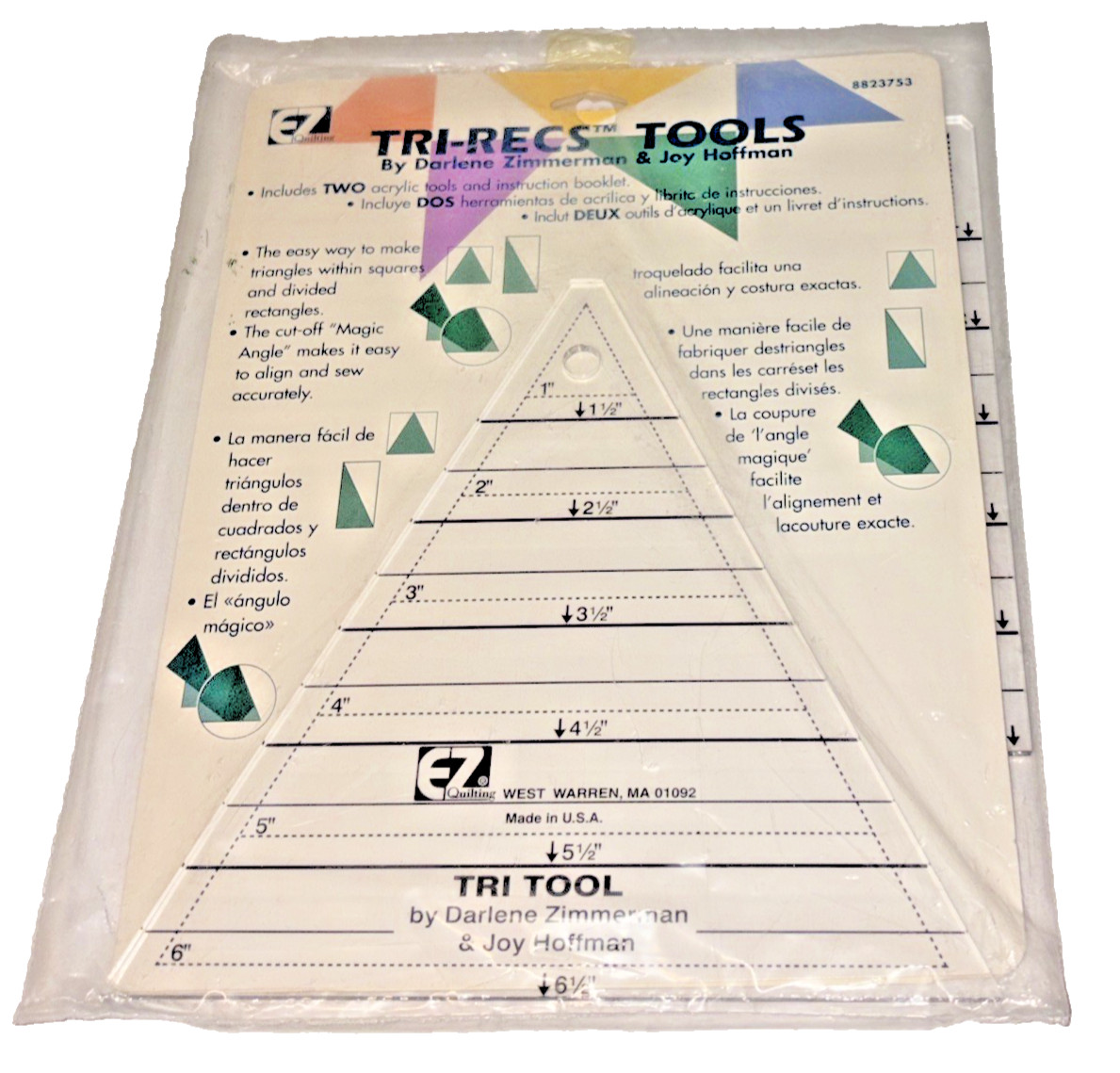 TRI-RECS TOOLS Wrights EZ Quilting Zimmerman 2 Rulers 8823753 EZ Quilting New OS