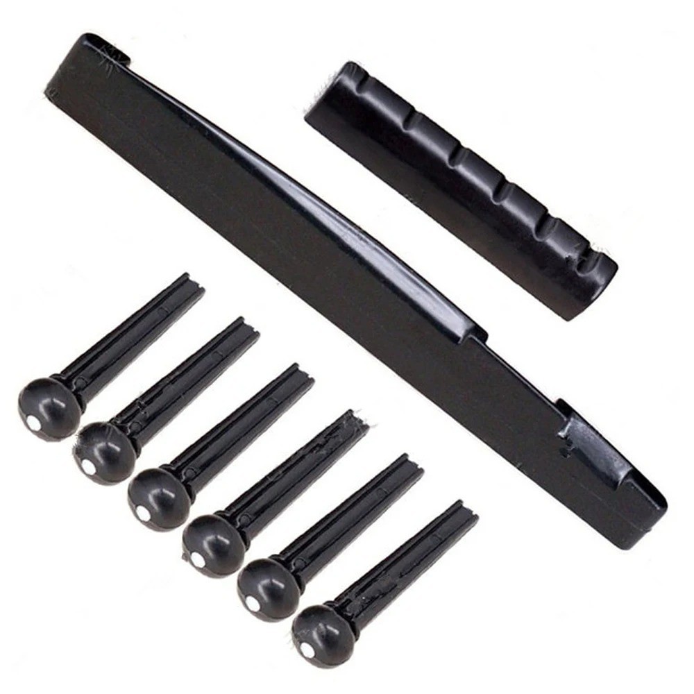 6 String Acoustic Guitar Bone Bridge Pins With Saddle And Nut ABS