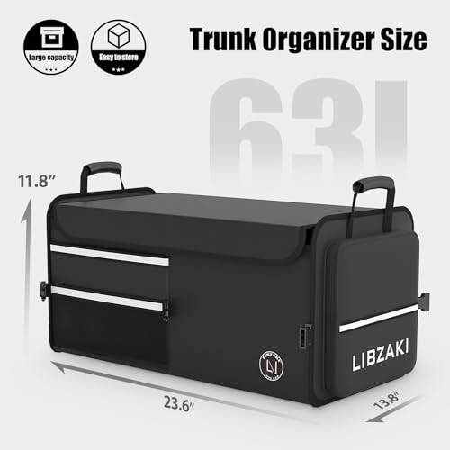 LIBZAKI Car Trunk Storage Organizer, Multi Compartment Standard Black