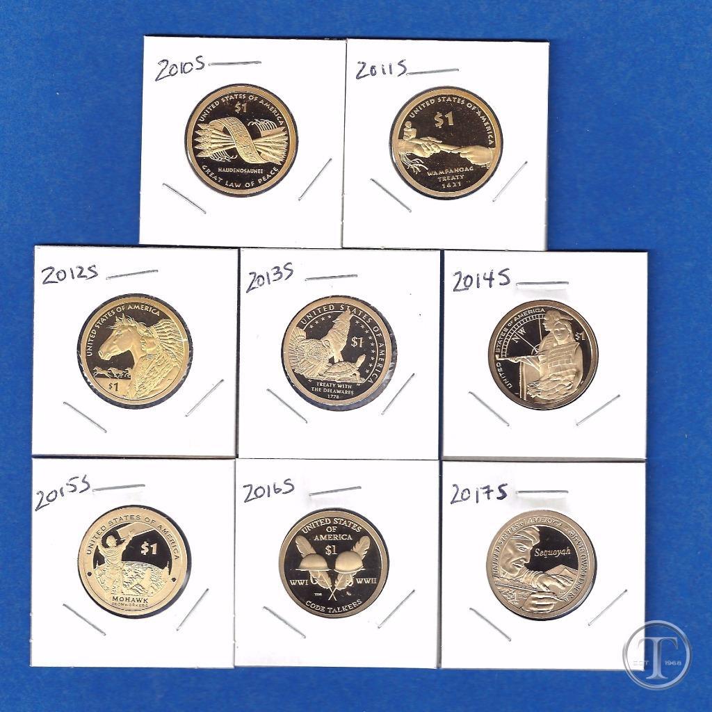 2010 Through 2017 S Proof Sacagawea Native American Dollar Set-Eight Dollars