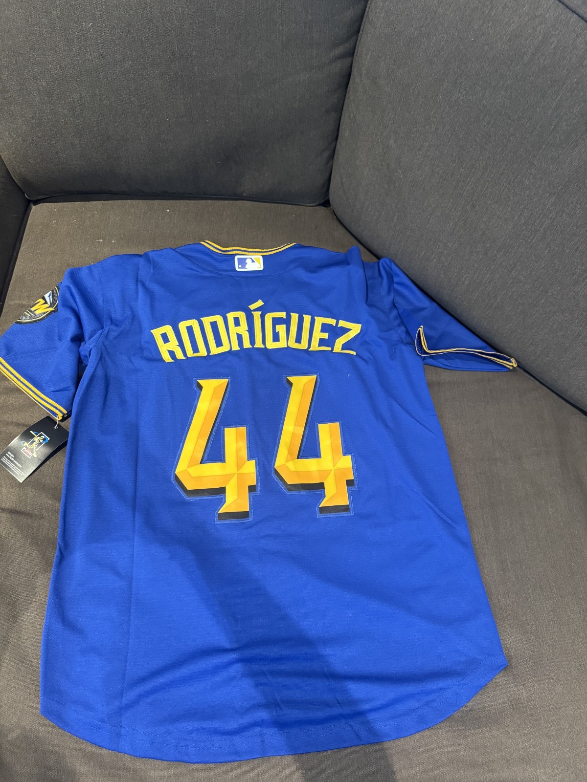 Julio Rodriguez Seattle Mariners Blue and Yellow Alternate Jersey Mens Size M