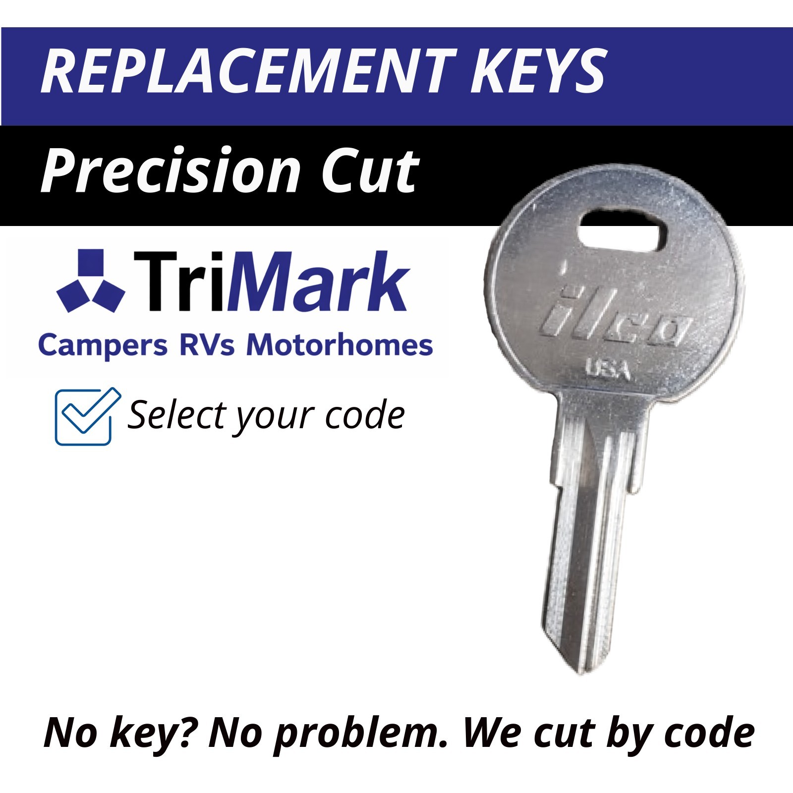 Trimark Keys Camper RV Winnebago Replacement Key Cut to your Code TM426-TM448
