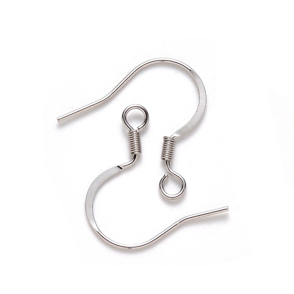 200Pcs 21 Gauge Stainless Steel Flat Ear Wire French Earring Hooks 17~19x18.5mm