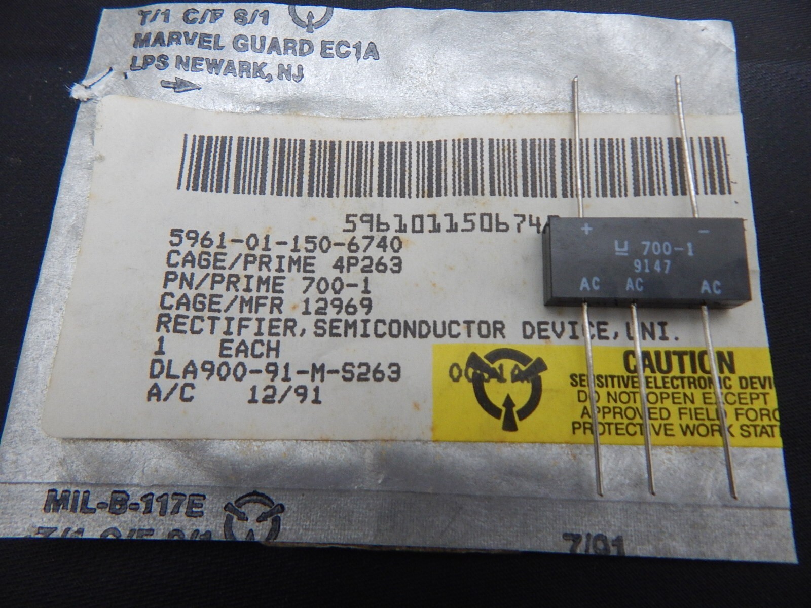 UNITRODE 700-1 RECTIFIER DIODE 5961-01-150-6740 - USA SELLER FAST SHIPPING